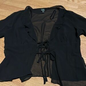 Black Sheer Tie-Front Top